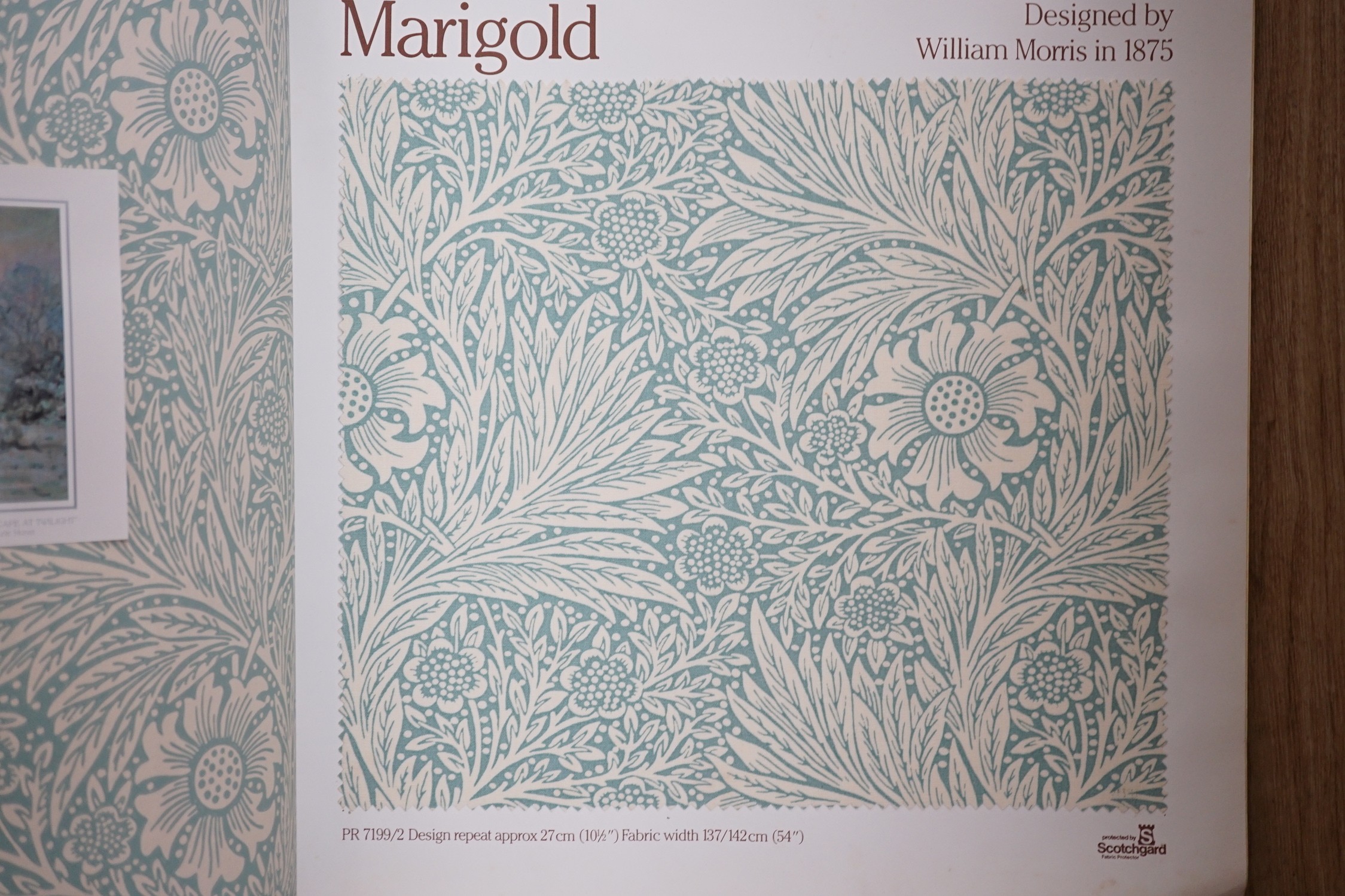 A large collection of fabric and wallpaper sample books including Morris and Co, Sanderson,(3 boxes)